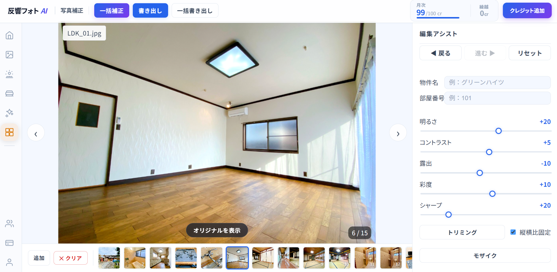 一括補正 ステップ5：ダウンロード画面
